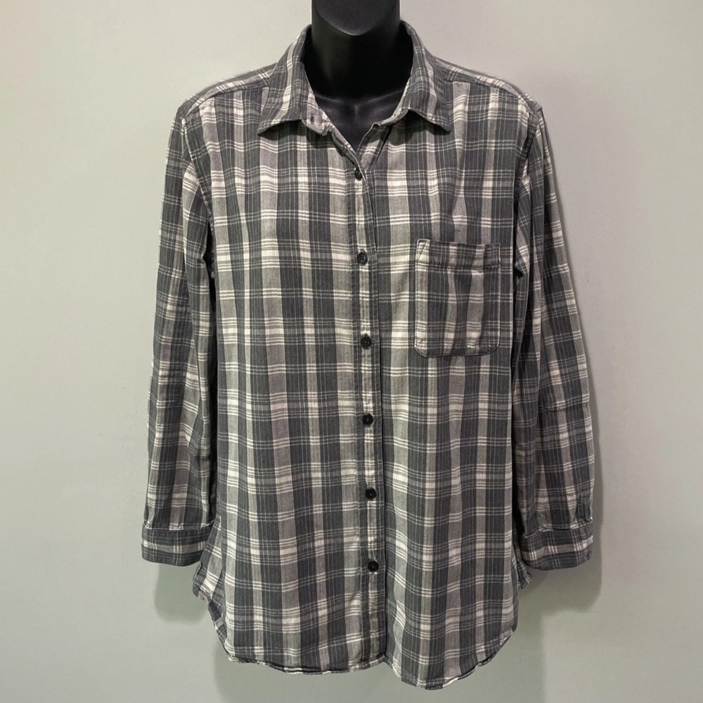 The North Face Grey and Cream Plaid Flannel